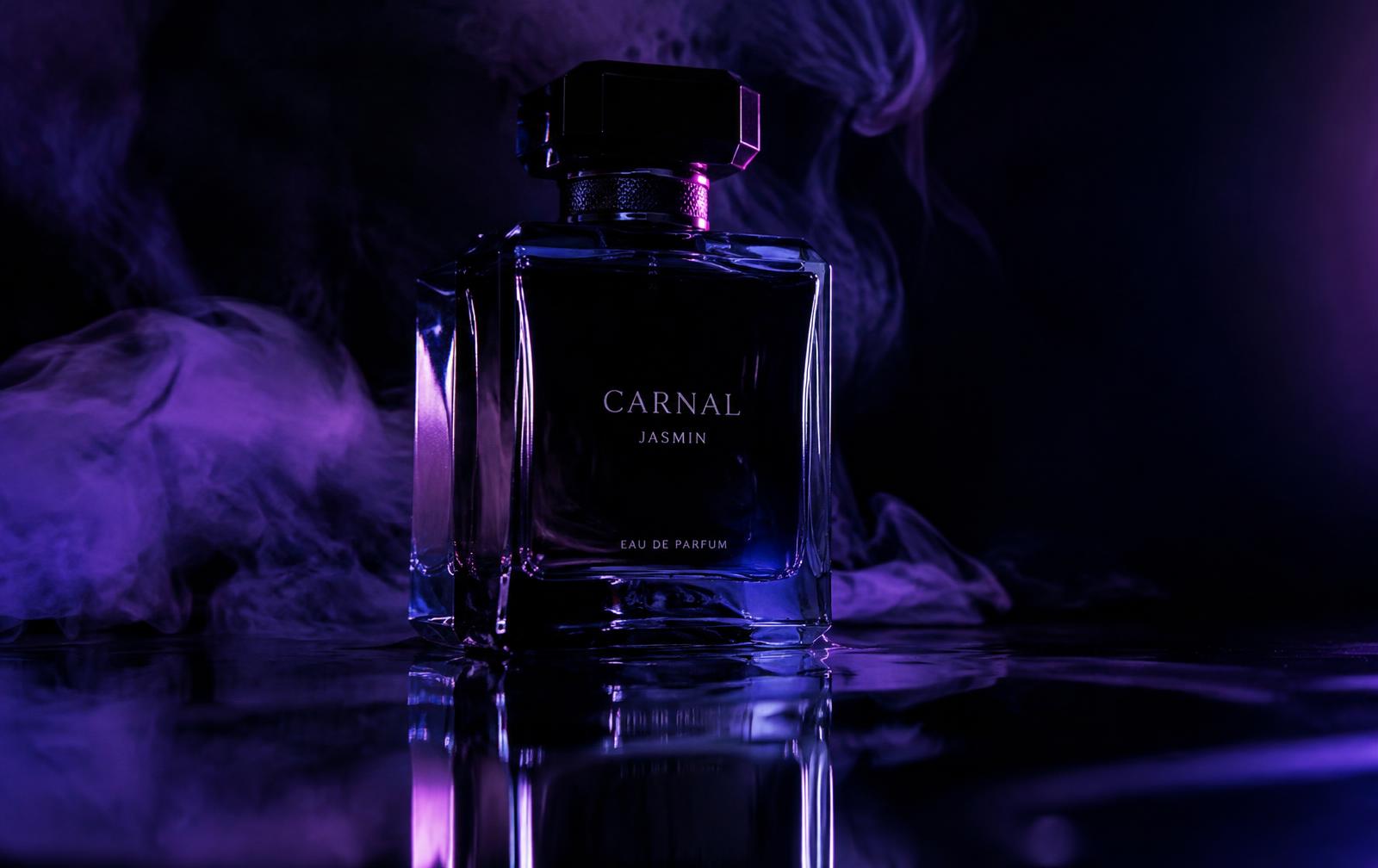 Photorealistic AI-generated perfume ad